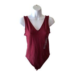 Gap V-Neck Sleeveless Bodysuit Womens Small Maroon